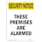Signmission OSHA Security Sign, 10" Height, Rigid Plastic, These Premises Alarmed, Portrait OS-SN-P-710-V-11769 - alternate 1